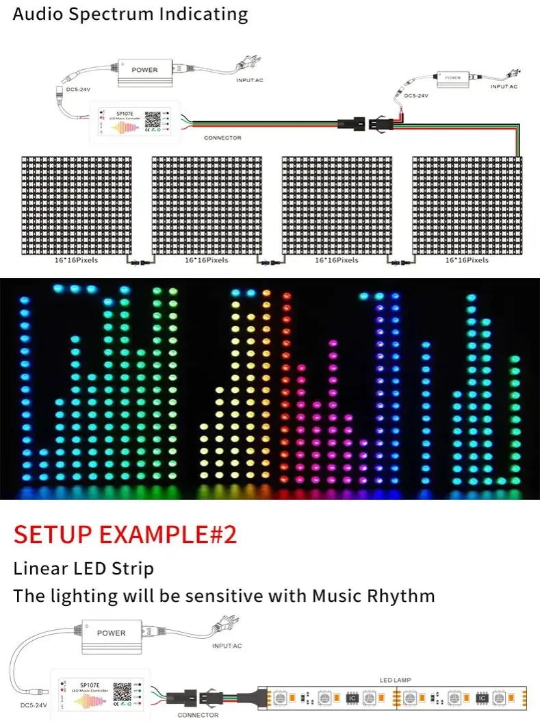 WS2812 2811 Led Pixels Light Strip Controller COB SK6812 SP105E SP107E SP108E SP110E Bluetooth/WIFI/Music Tuya Smart APP 12V 24V