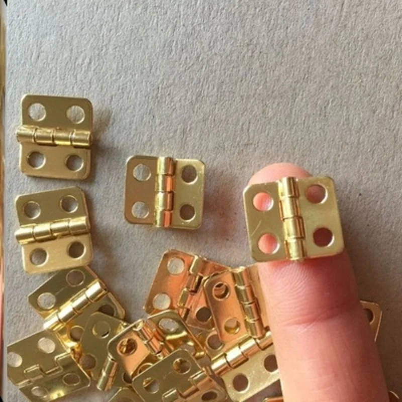 10Pcs mini pocket copper plated small hinges with screws jewelry box small hinges 12x13mm