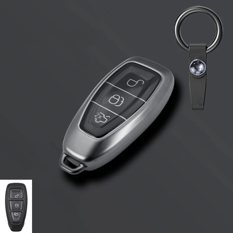 Grey TPU Car Smart Key Case Cover Shell For Ford Focus 3 4 ST Mondeo MK3 MK4 Fiesta Fusion Kuga Ecosport Protect Fob Accessories