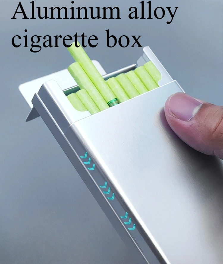 

Ultra Thin Aluminum Alloy Automatic Sliding Cover Cigarette Box for Men Thin Medium Thick Portable 20 High-end Cigarette Box