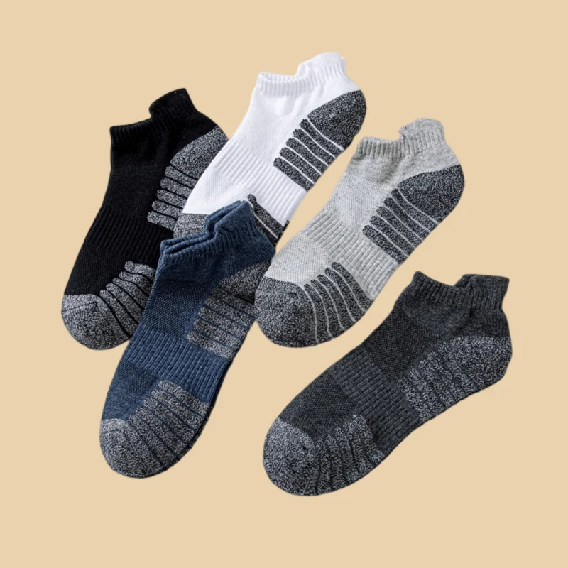 5 Pairs Summer Men's Ankle Athletic Running Socks Low Cut Sports Socks Breathable Cushioned Tab Socks For Men Women Socks