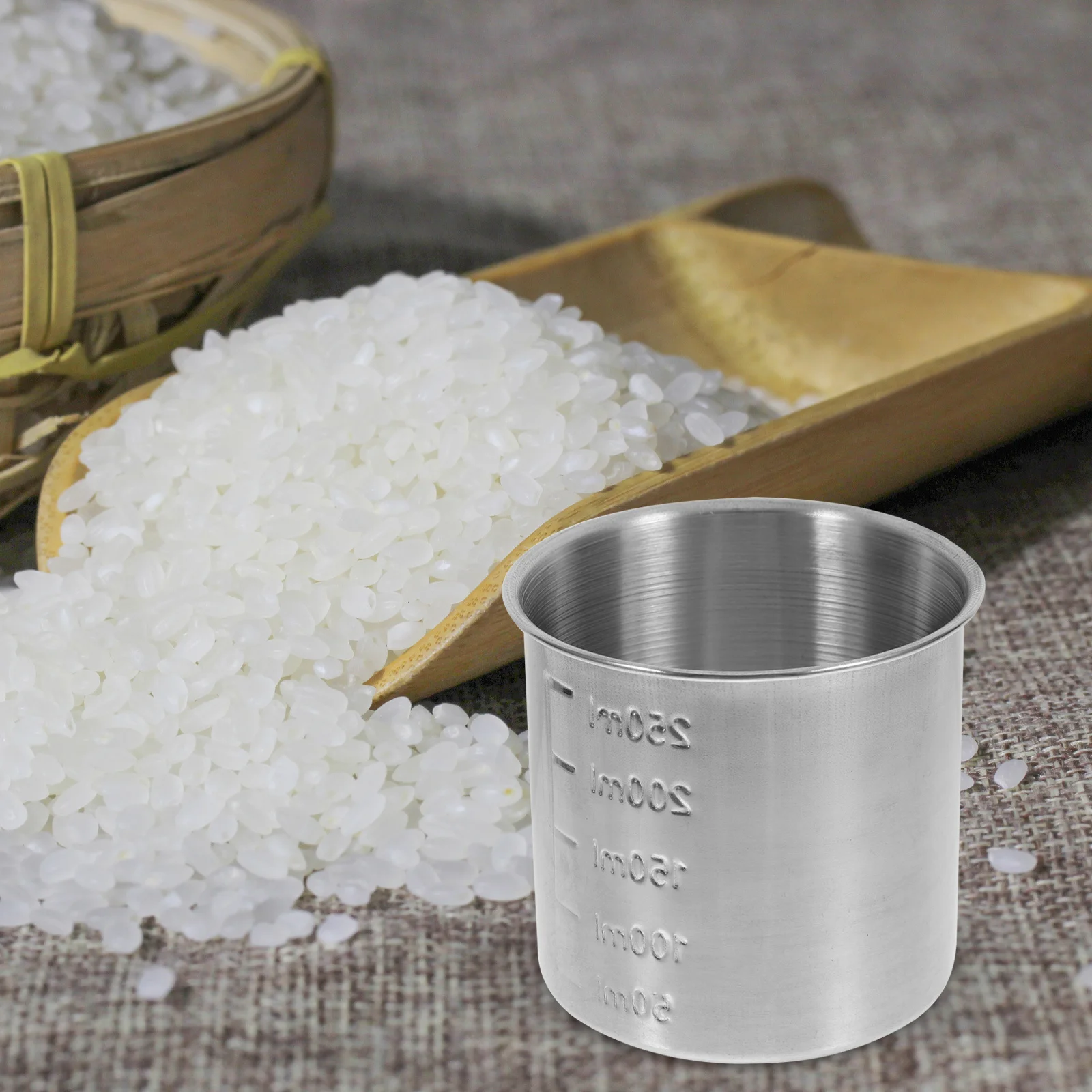 

250Ml Stainless Steel Measuring Cup for Rice Cooker Japanese Style Kitchen Scoop with Graduated Scale Home Cooking Accessory