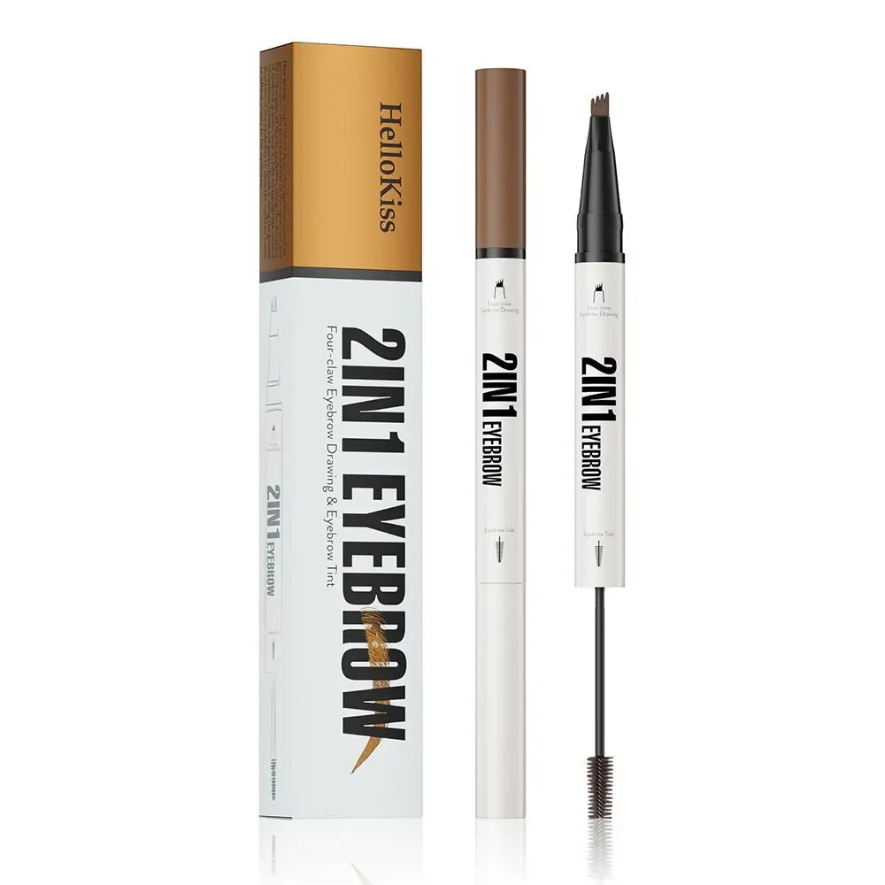 2in1 液体アイブロウ 長持ち 速乾性 二股アイブロウペンシル 精密ブラシチップ 汗に強いアイブロウマスカラ化粧品