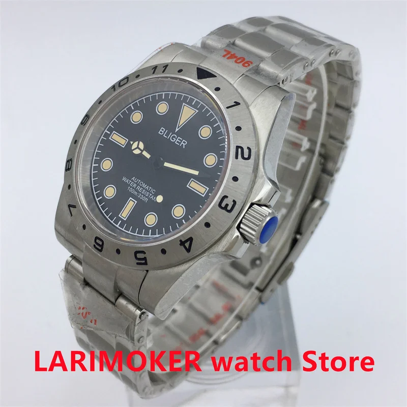 40mm NH35 미요타 PT5000 자동 패션 남성용 기계식 시계 레트로 다이얼 발광 사파이어 글라스 스테인리스 스틸 스트랩