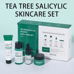 4PCS/Set Tea Tree Salicylic Skin Care Set Face Cleanser Toner Serum Cream Facial Skin Care Product