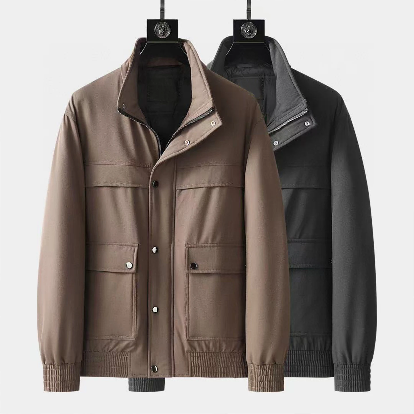 

Italian LP 25aw Double Pocket Old Money Style White Duck Down Stand-Up Collar Men's Jacket