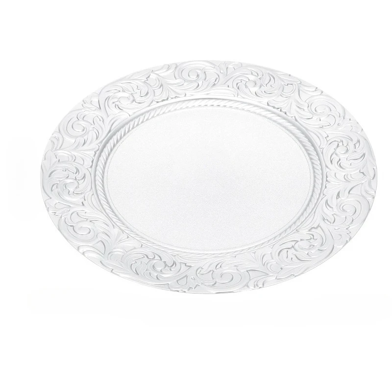 for Wedding Banquets100-Piece Plastic Plates Set 13 Inch Round Embossed with Phoenix Floral Patterns Reusable Serving Plates