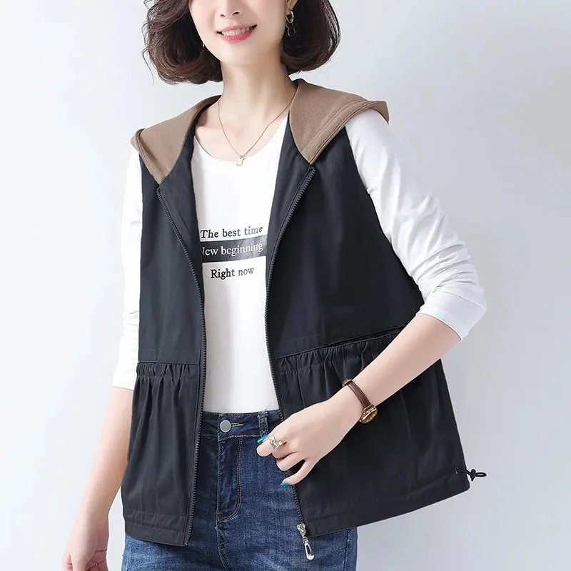 

2024 New Large Size Coat Korean Waistcoat Joker Fashion Cardigan High-End Vest Jacket Women Spring Summer Sleeveless Coat Female