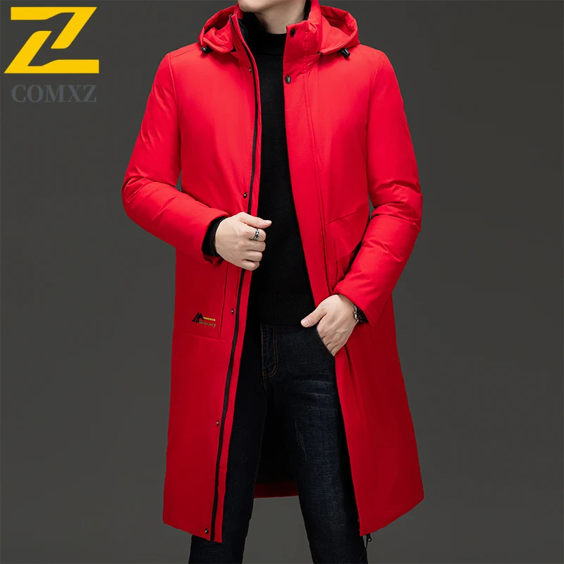 

2025 Winter Extended Jackets Men's High-end Brand Thick Warm Cotton-Padded Jacket Fashion Casual Detachable Cap Cold-proof Parka