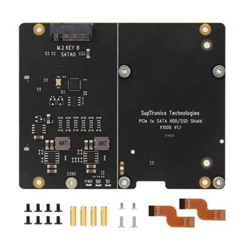 X1006 PCIe to 2.5 HDD/SSD Expansion Board with Double Storage Support For RPI 5 Compatible Adapter Board