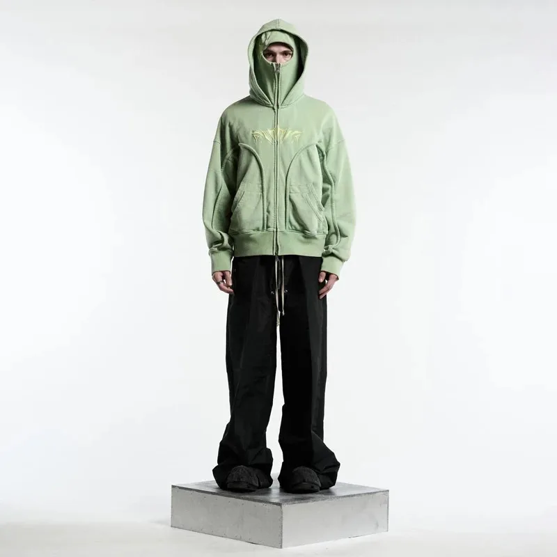 HAni 2025 فانتوم هوديي زمم قبعة مزدوجة بالاكلافا شارة مطرّزة الشارع الشهير الظلام القوطية الوزن الثقيل للجنسين المعتاد Sw ☆ ★ ww