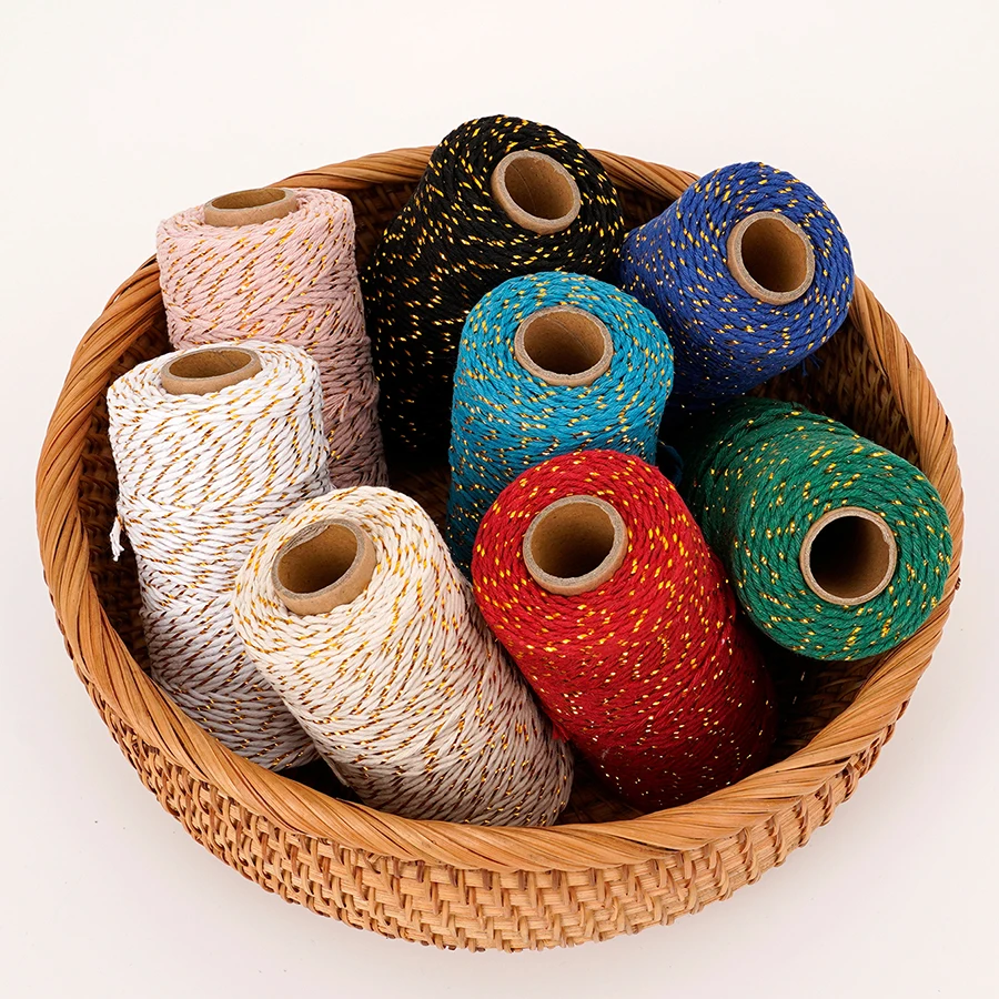 الذهب لامع 2 مللي متر خيط القطن 100 متر الطبيعية لتقوم بها بنفسك سلسلة ل Zongzi ربط كراب ملزمة الحرفية ديكور تغليف الهدايا