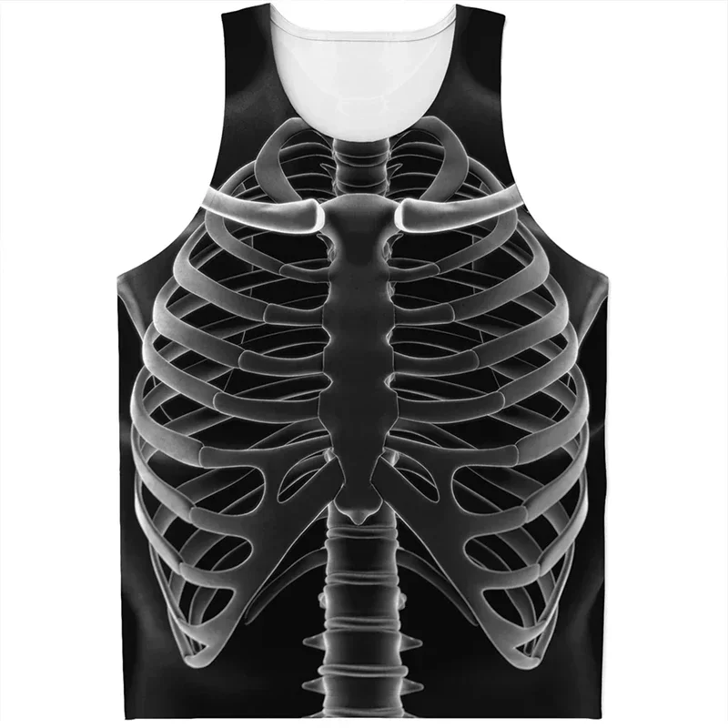 

Latest Skeleton Sleeveless Vest Men Women Oversized Casual Breathable Tank Tops Summer Street Hip Hop Male Clothes