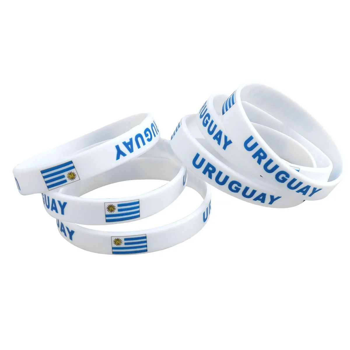 

6Pcs Country Wristband Silicone Sports Fan Bracelet Soft Comfortable Cheering Football Game Accessory Uruguay