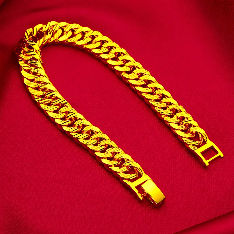 

24K Gold AU999 Fashion Watch Buckle Bracelet Women's - Regular chain, firm buckle, hand-polished, for gifting & wearing