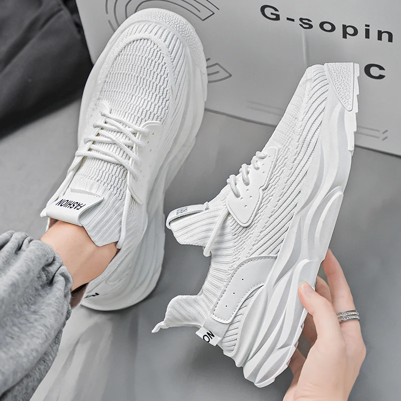 

High quality breathable leisure flying weave ultra-light soft wear-resistant sneakers shoes for men men shoes 39-44