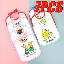 7pcs Weekly Without Repeating Baby Bibs U Shaped Newborn Infants Waterproof Printing Burp Cloths Saliva Towel for Baby