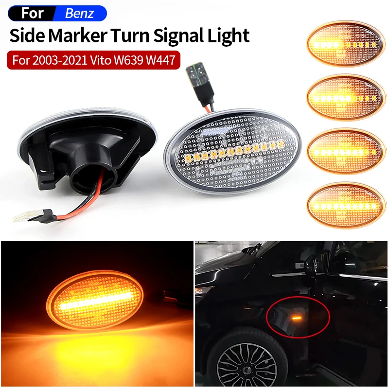 

2 шт. светодиодный динамический указатель поворота, боковой габаритный фонарь для Mercedes Benz Smart W450 W452 A-Class W168 Vito W639 W447 Citan W415
