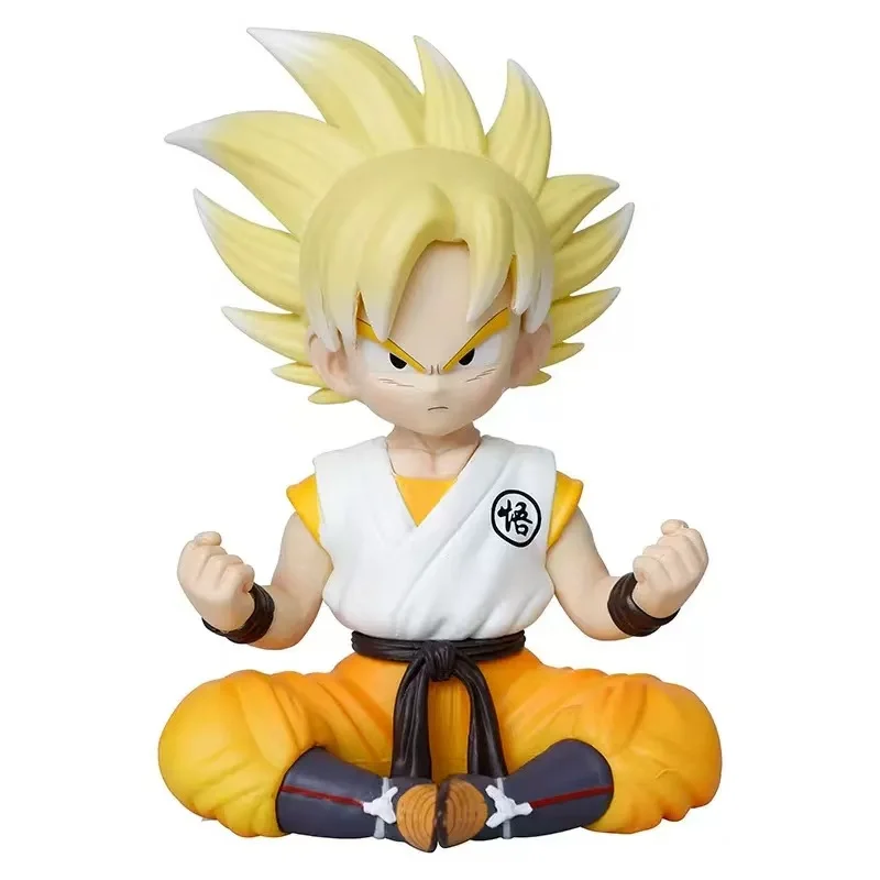 Anime dragon ball figura super saiyan postura sentada filho goku figuras de ação estátua pvc modelo colecionável brinquedos decoração presente