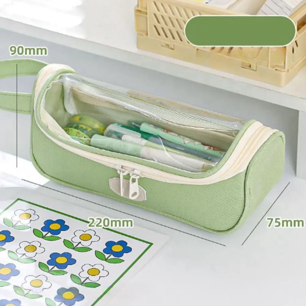 High Appearance Level Transparent Pencil Case PVC Macaron Simple Pen Case Storage Box Pencil Holder Transparent Pen Bag Student