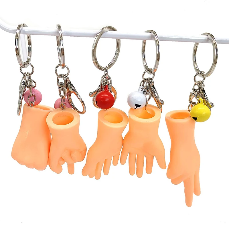 Creative Tiny Finger Hands Keychain Funny Finger Fidget Small Hand Palm Toys Pendant  Halloween Cosplay Props Novelty Toys