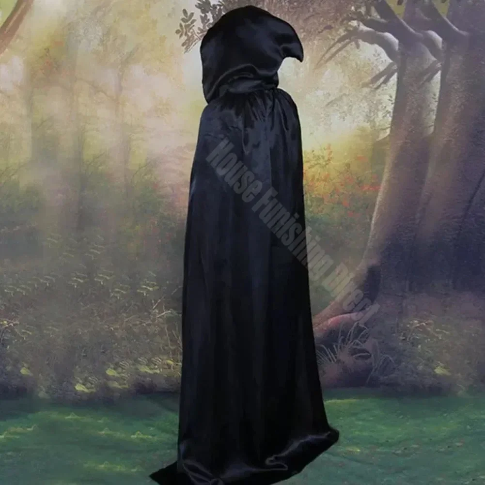 Halloween Party Cloak Cosplay Dress up Costume Kids Death Cosplay Costumes Black Hooded Cloak Scary Witch Devil Role Play