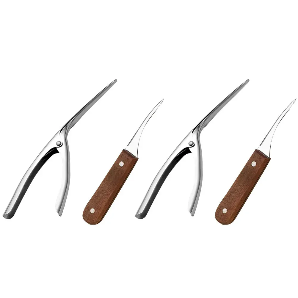 4Pcs Shrimp Peeler Tool Stainless Steel Olecranon Shape Seafood Deveiner Reinforced Rivet Shrimp Shell Cleaner