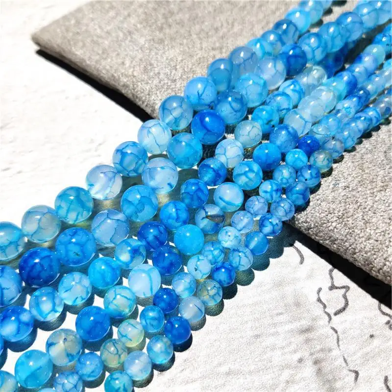 6/8/10mm Natural Stone Beads Blue Dragon Agates Round Loose SpacerBeads For Jewelry Making, DlY Bracelet Necklace Accessories