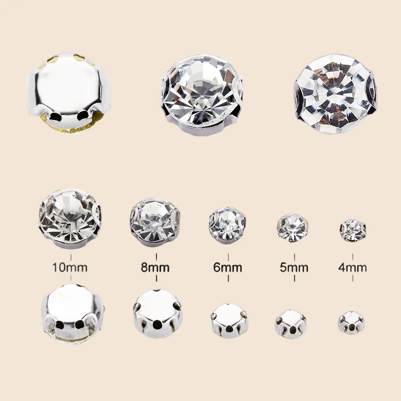 1290Pcs Set Claw Rhinestone Glass Sew On Stones for DIY Crafts, Gold/Silver Setting Crystal Jewelry Making, Clothes, Shoes, Bags