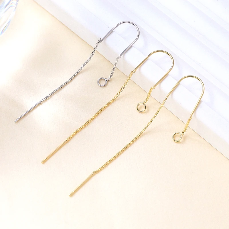 4 Pieces  Copper Plated Genuine Gold U-shaped Ear Wire Ear Hook  DIY Made Jewelry Found Earring Accessories Materials