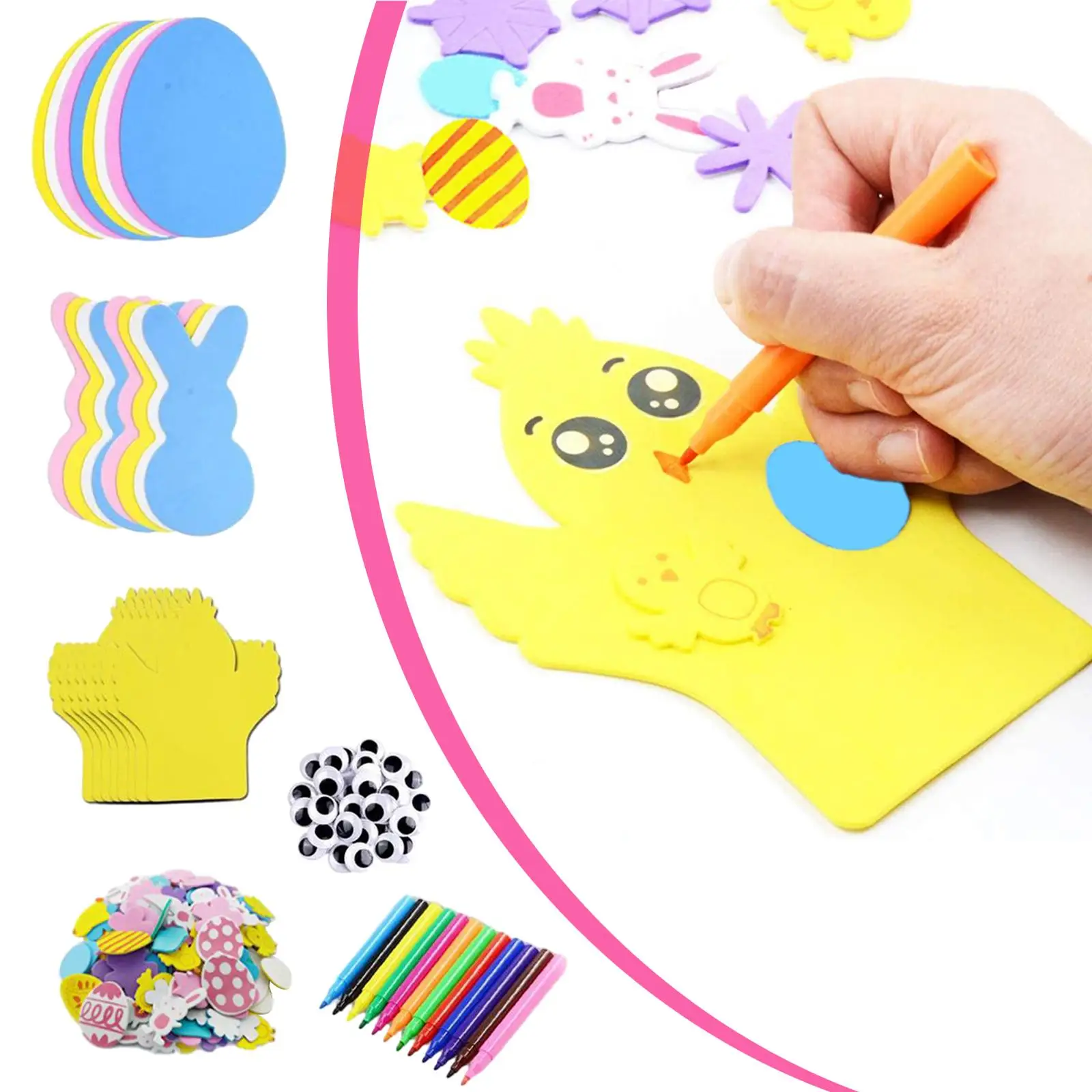 Easter Foam Stickers Set Multicolor DIY Stickers Arts Crafts Supplies for Kids Classroom Holiday Activities