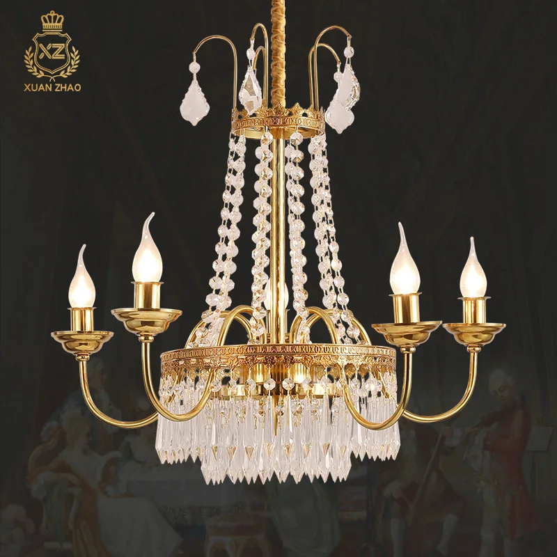 European Brass Lights Luxury Gold Hanging Lighting For Wedding Led K9 Crystal Chandelier Church Chandeliers