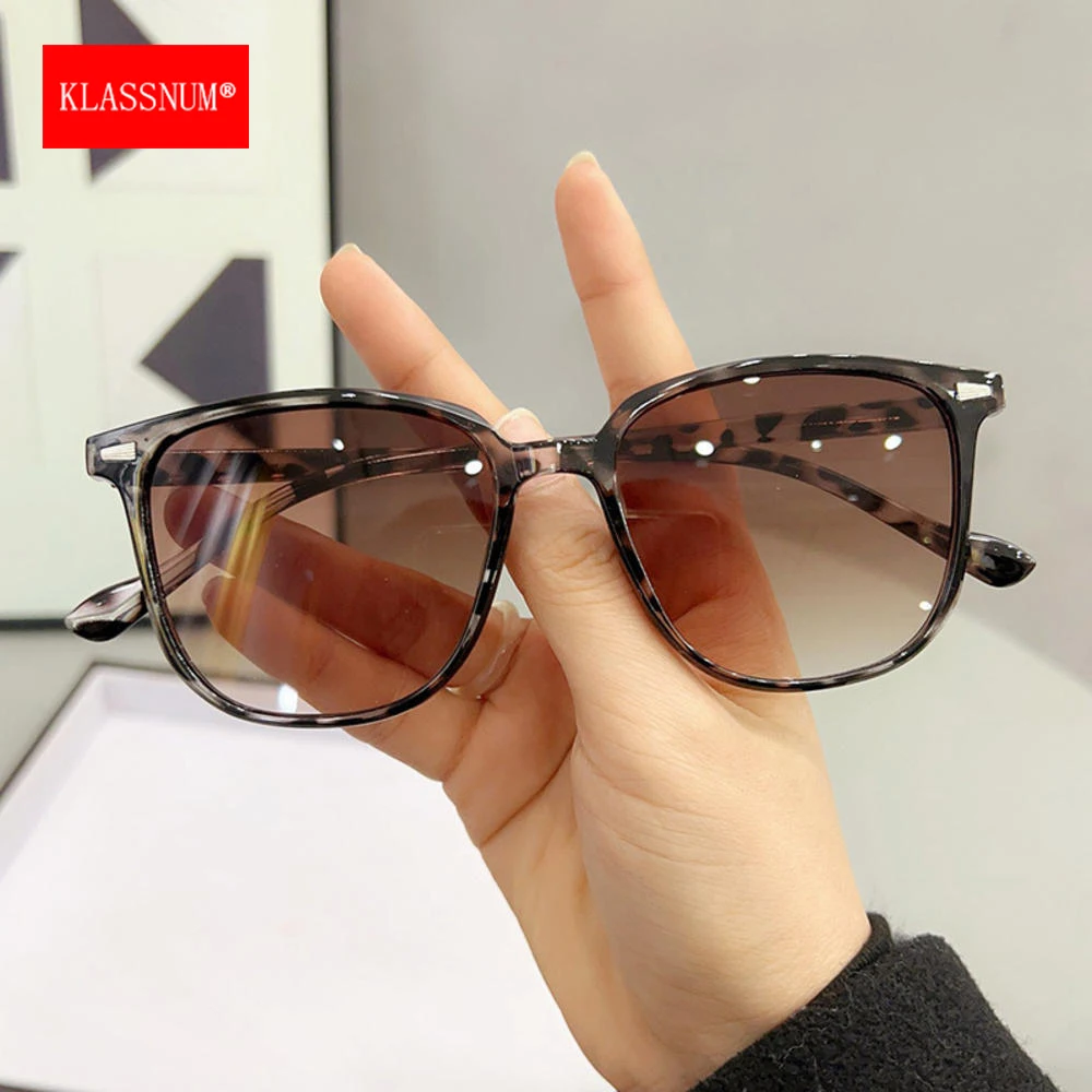 KLASSNUM Sunglass Women Large Frame Vintage Sun Lenses Men Trend 2026 New Sun Glasses UV400 Protection Sun Shades Black Brown