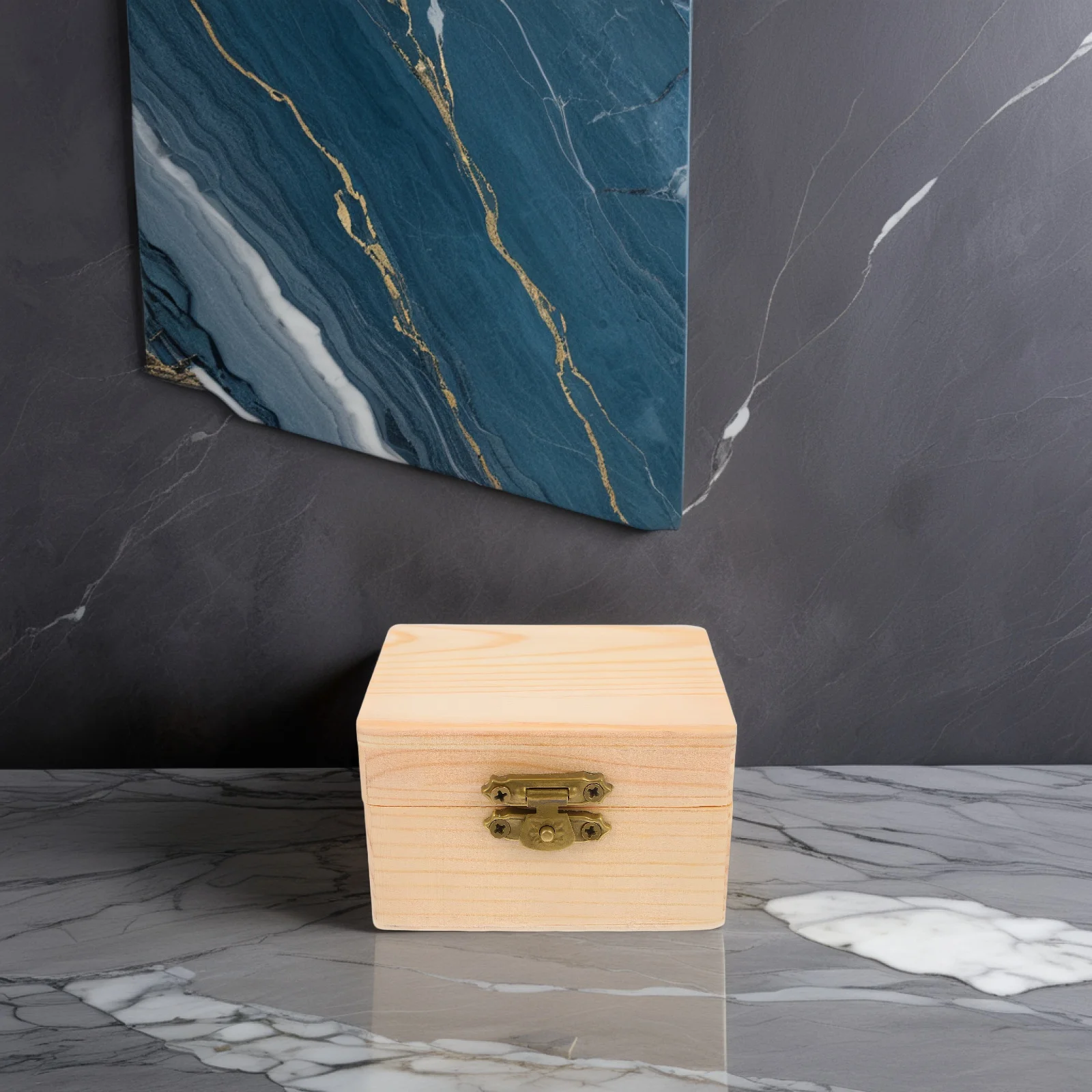 2 قطعة صندوق تخزين خشبي مع قفل غطاء صندوق هدايا خشبي صغير لتغليف المجوهرات الحرفية حاوية ديكور