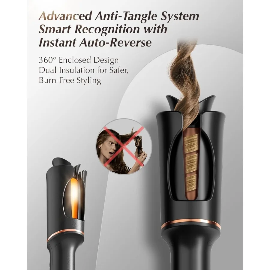Automatic Rotating Curling Iron V668 Pro Ceramic Hair Curler with Keratin-Coated Barrel Digital Temperature Display Anti-Scald