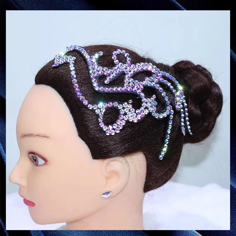 

Customized Latin Dance Headwear Competition Diamond Inlaid National Standard Hair Accessories Disc Hair Performance Headflower