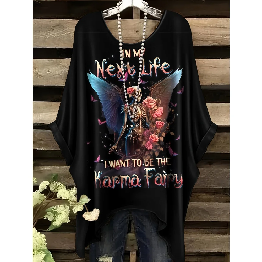 

Women's Summer Butterfly Print T-Shirt Machine Washable Loose Round Neck Short Sleeved Y2k Tops Outdoor Fashion Women's Clothing