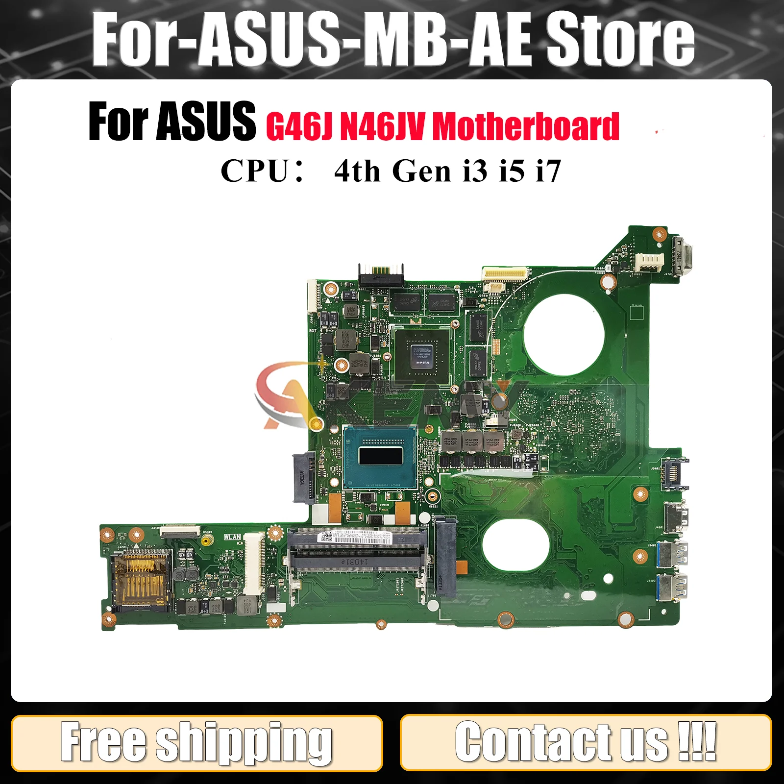 

Материнская плата для ноутбука N46JV для ASUS G46J N46J N46JV, материнская плата для ноутбука с процессором i3 i5 i7, 100% тестирование, ОК, быстрая доставка, высокое качество