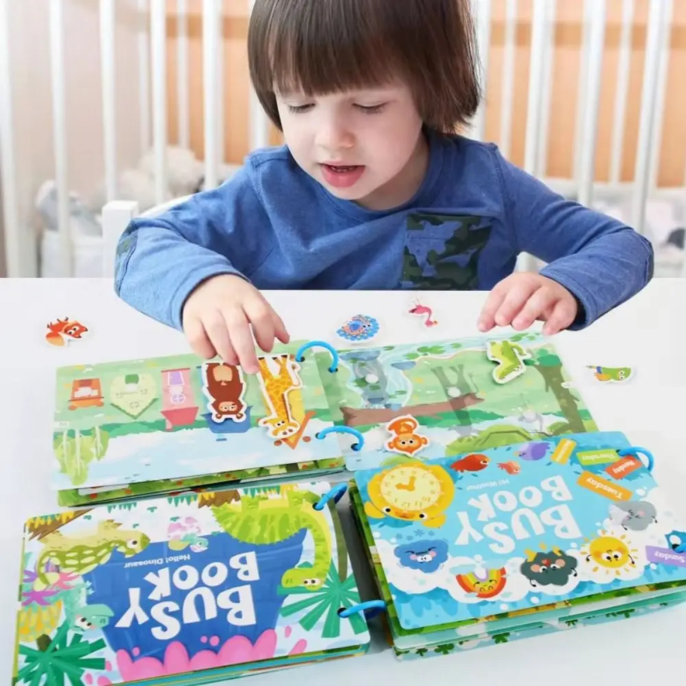 

4pcs Handmade Montessori Quiet Busy Book Paper Repeated Pasting Quiet Stickers Book Hand Ledger Cartoon DIY Kids Busy Book Toy