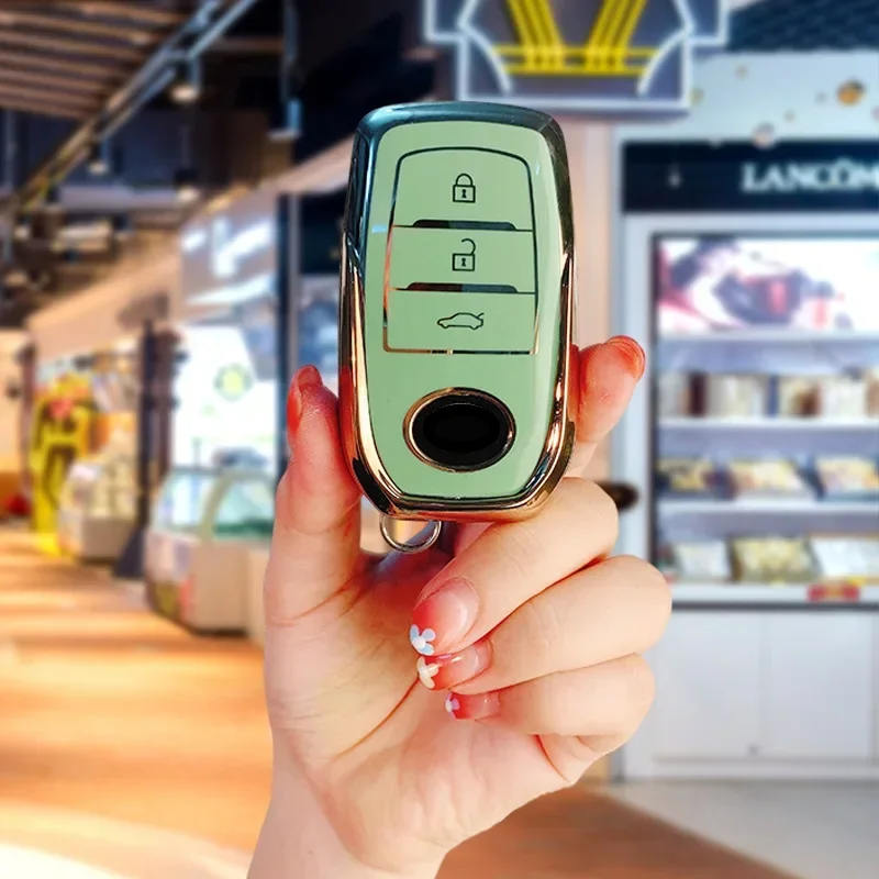 Etui na kluczyki samochodowe TPU dla TOYOTA Camry Hanlanda klucz rękaw ochronny powłoka ochronna brelok wykonany ręcznie ze skóry wołowej — zdjęcie 6