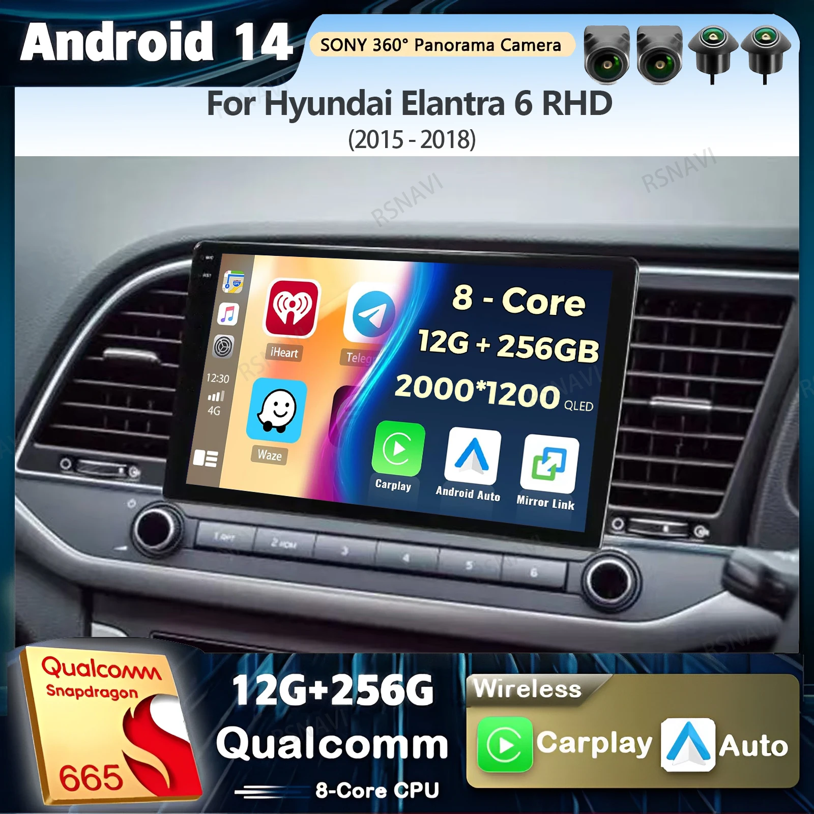 

Android 14 Carplay Car Radio For Hyundai Elantra 6 RHD 2015 2016 2017 2018 Multimedia Video Player Navigation GPS Stereo 2Din BT