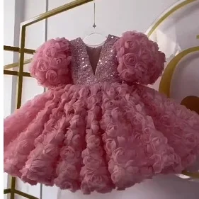 Princess Dress for Baby Girl with Butterfly Wings Flower Gauze Toddler Christmas Wear Fluffy Child Lolita Dress