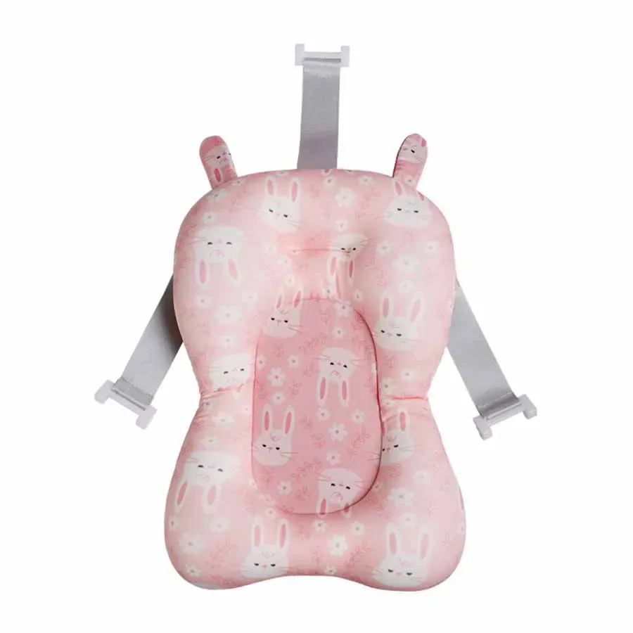Baby Shower Tappetino per vasca da bagno Vaschette per bambini Cuscino per neonato Supporto pieghevole Cuscino per il corpo da bagno Cartone animato antiscivolo Morbido cuscino per vasca da bagno per neonato