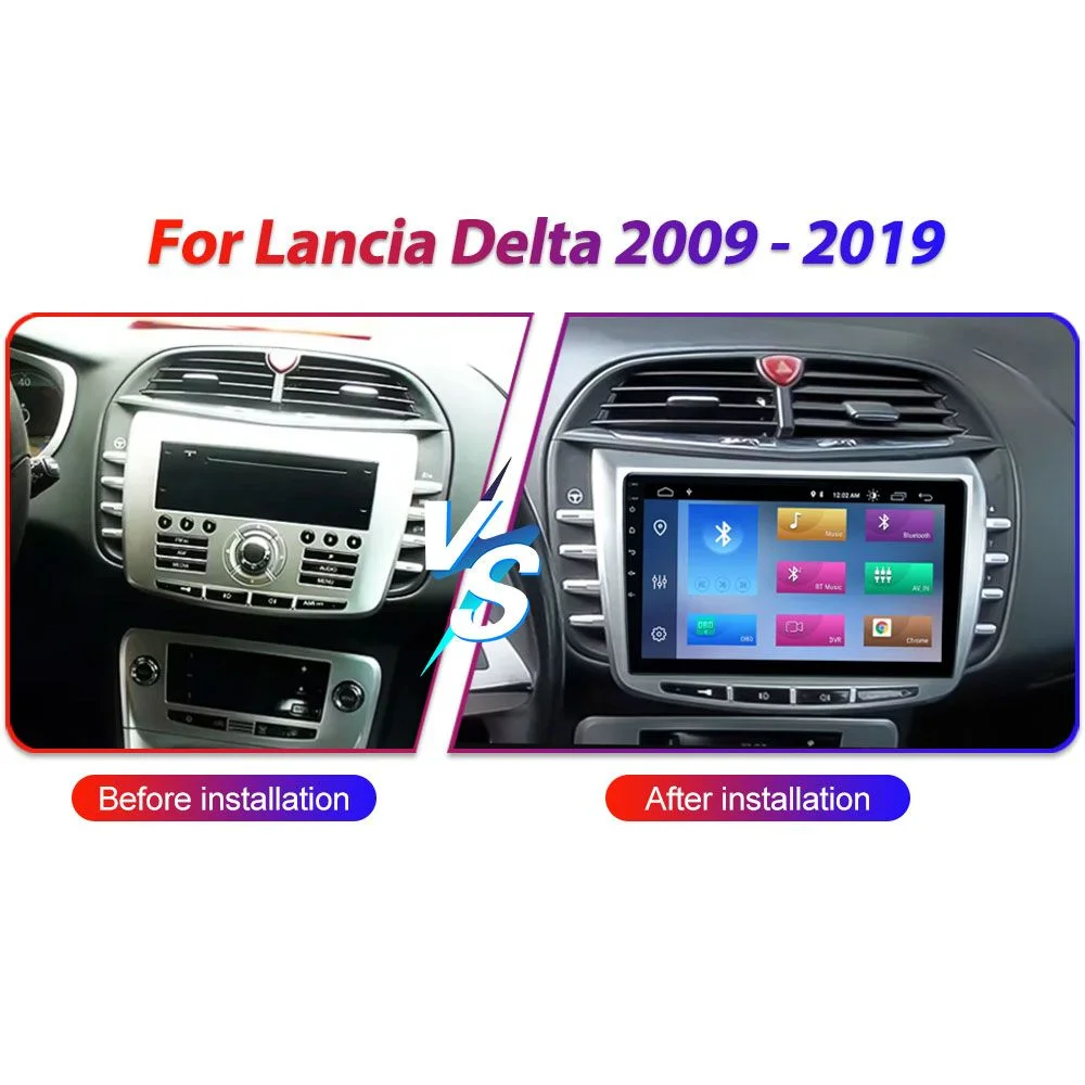Android 16 2K Incell For Lancia Delta 2009 - 2019 Screen Multimedia Stereo Plug and Play Dash Cam High-performance CPU wifi HDR