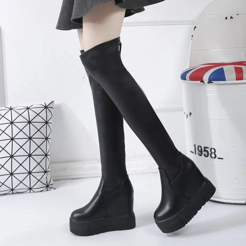 Shoes for Woman Tassel Footwear Above Over The Knee Women's Boots Wedge Heel Round Toe Thigh High Designer Luxury Spring Autumn