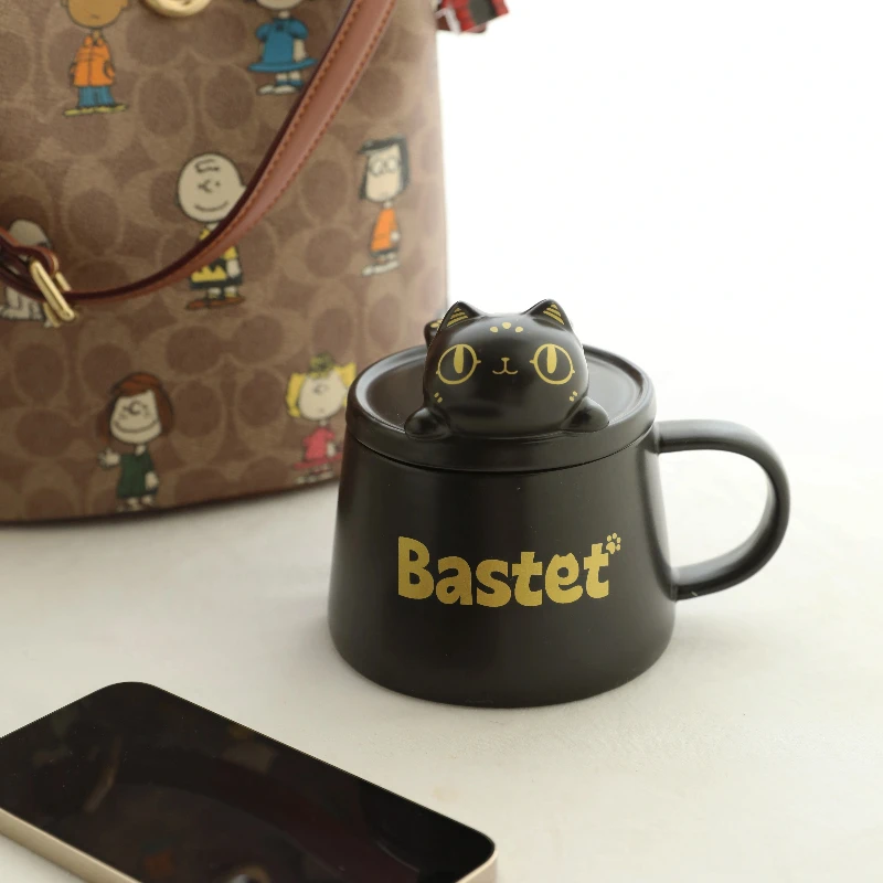 

Креативная керамическая кружка Anderson Cat с крышкой, подставка для телефона, чашка для послеобеденного чая для домашнего офиса, кофе, милая чашка, креативный подарок на день рождения