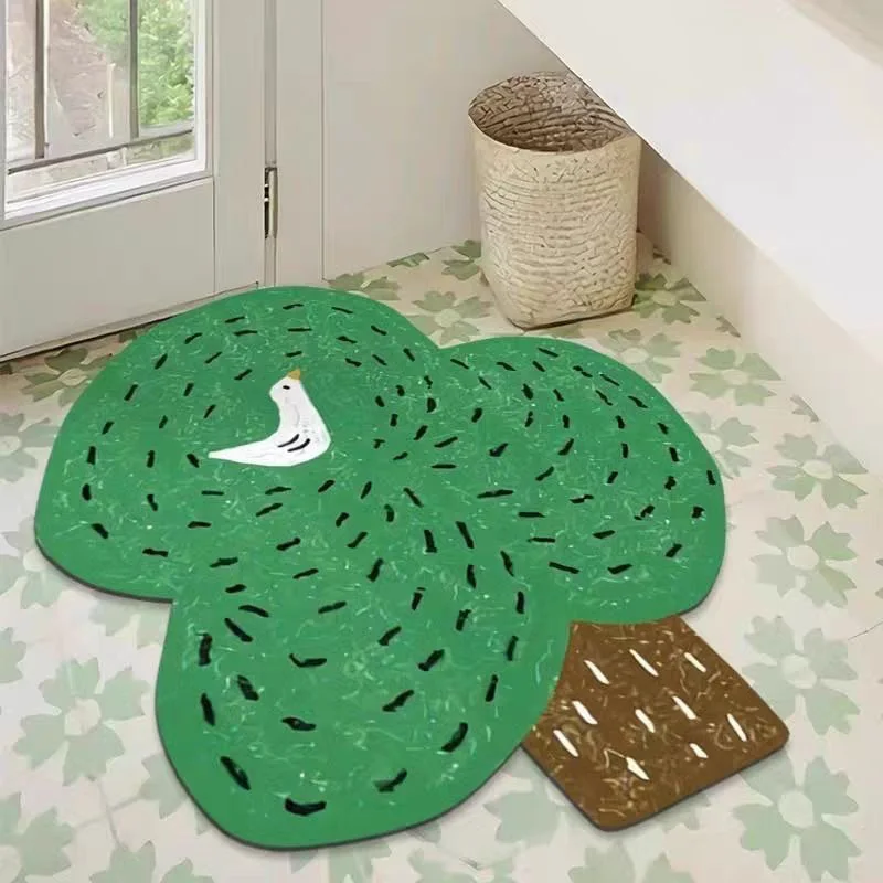 

Creative Small Tree Bathroom Soft Diatomaceous Earth Water Absorbing Quick Drying Cute Floor Mat For Bathroom Anti Slip Foot Mat