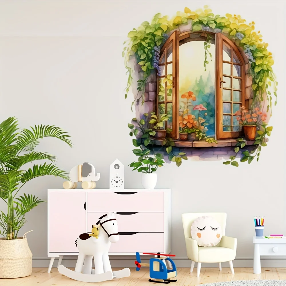 Свежие зеленые растения, наклейки на стены, самоклеящиеся наклейки для спальни и гостиной, фоновые стены, классический цветочный дизайн S564