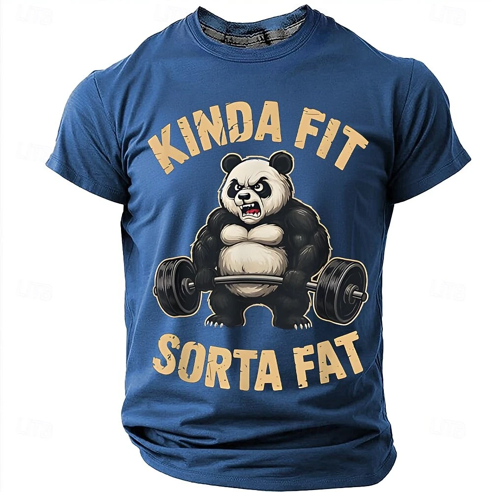 Fashion Gym T-shirt Man Summer Quick Dry Breathable Short Sleeve Tops Funny 3D Panda Printing Tees Casual O-neck Sports T shirts