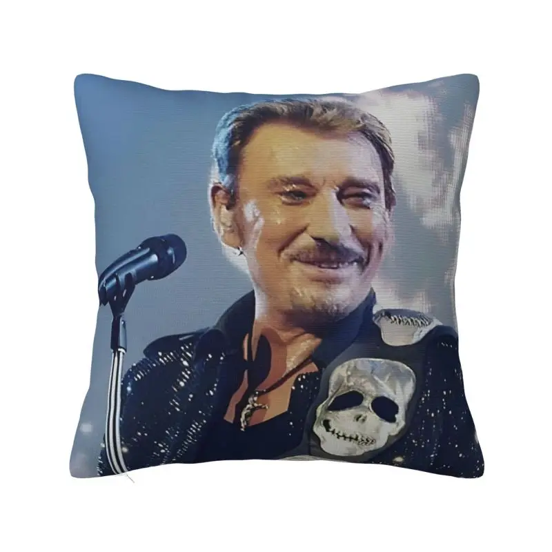 French Singer Rock Music Johnny Hallyday Throw Pillow Case 40*40cm Decor Home Cushion Cover Square Polyester Pillowcase